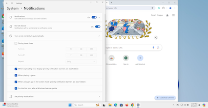 Do Not Disturb notification settings panel