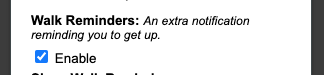 Walk notifications option checkbox