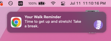 Notification to take a walk